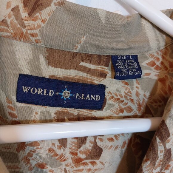 World Island Mens Hawaiian Aloha Shirt Size Large Short Sleeve Cotton Button Up - Picture 5 of 5